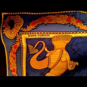 Hermès Blue, Gold, Red Les Bissone de Venise scarf